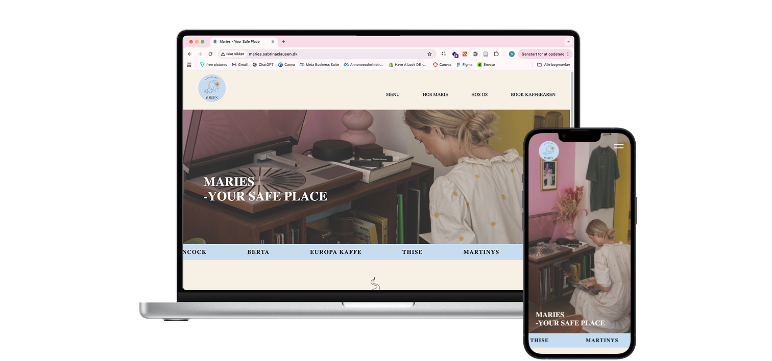 computer og mobil mockup af havblink hvidvins hjemmeside